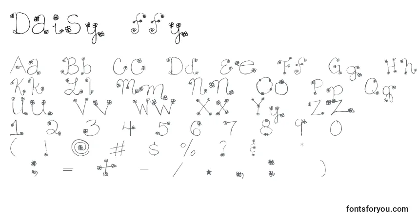 Czcionka Daisy ffy – alfabet, cyfry, specjalne znaki