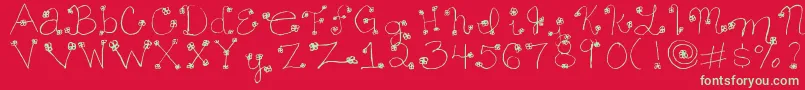 Daisy ffy Font – Green Fonts on Red Background