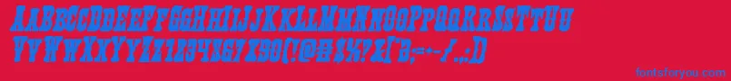 Texasrangerboldital-Schriftart – Blaue Schriften auf rotem Hintergrund