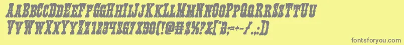 フォントTexasrangerboldital – 黄色の背景に灰色の文字