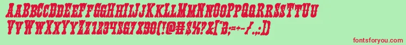 Texasrangerboldital Font – Red Fonts on Green Background