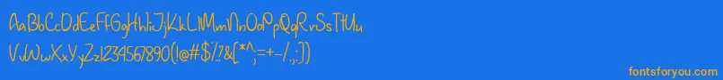 Czcionka JanuaryHandwritingTtf – pomarańczowe czcionki na niebieskim tle