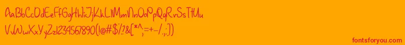 JanuaryHandwritingTtf-Schriftart – Rote Schriften auf orangefarbenem Hintergrund