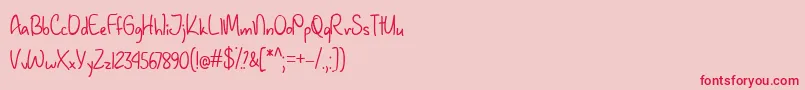 JanuaryHandwritingTtf Font – Red Fonts on Pink Background