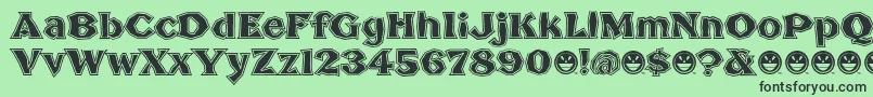 BrokenPosterTour-fontti – mustat fontit vihreällä taustalla