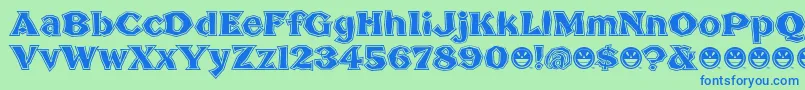 Шрифт BrokenPosterTour – синие шрифты на зелёном фоне
