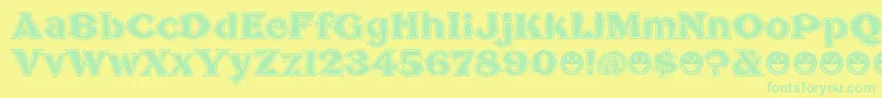 BrokenPosterTour Font – Green Fonts on Yellow Background