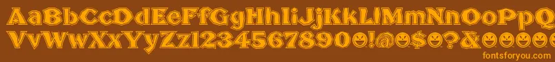 BrokenPosterTour-Schriftart – Orangefarbene Schriften auf braunem Hintergrund