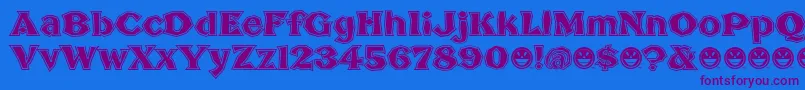 BrokenPosterTour-Schriftart – Violette Schriften auf blauem Hintergrund