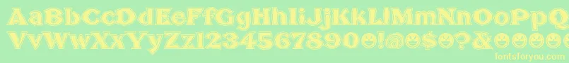 BrokenPosterTour-fontti – keltaiset fontit vihreällä taustalla