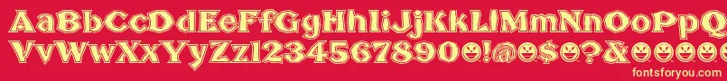 BrokenPosterTour Font – Yellow Fonts on Red Background