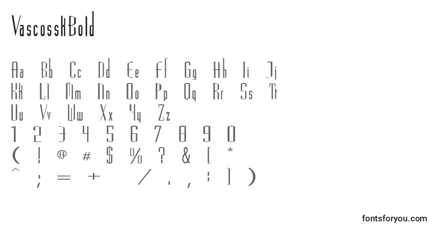 Czcionka VascosskBold – alfabet, cyfry, specjalne znaki