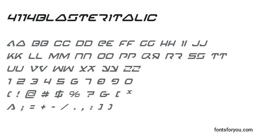 4114BlasterItalicフォント–アルファベット、数字、特殊文字