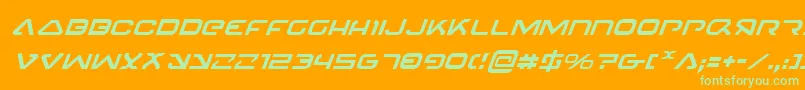 4114BlasterItalic-fontti – vihreät fontit oranssilla taustalla