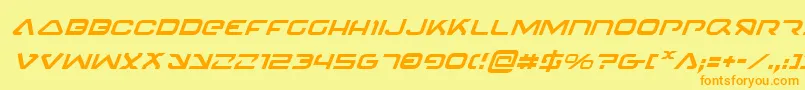 4114BlasterItalic-fontti – oranssit fontit keltaisella taustalla