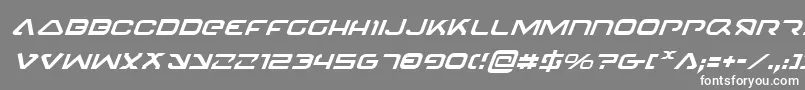 フォント4114BlasterItalic – 灰色の背景に白い文字