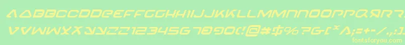 4114BlasterItalic-fontti – keltaiset fontit vihreällä taustalla