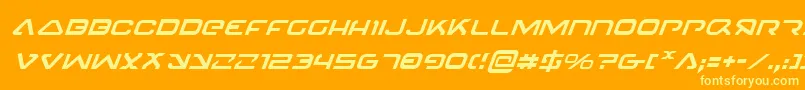 4114BlasterItalic-fontti – keltaiset fontit oranssilla taustalla