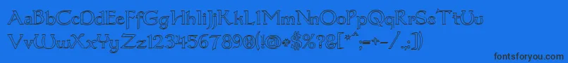 Dum3out-Schriftart – Schwarze Schriften auf blauem Hintergrund