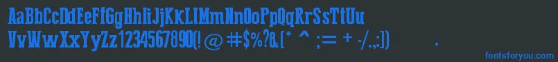 PressSerifCool-Schriftart – Blaue Schriften auf schwarzem Hintergrund