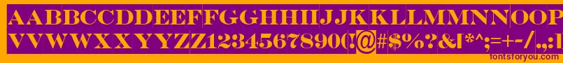 SerifertitulslBold-Schriftart – Violette Schriften auf orangefarbenem Hintergrund