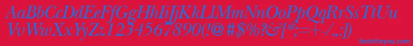 BaskervillenovatwoRegularitalic Font – Blue Fonts on Red Background