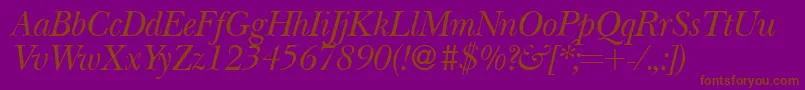 BaskervillenovatwoRegularitalic Font – Brown Fonts on Purple Background
