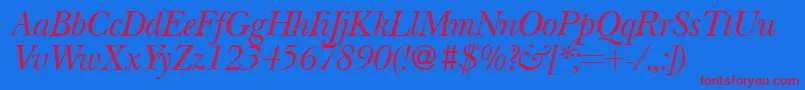 BaskervillenovatwoRegularitalic Font – Red Fonts on Blue Background