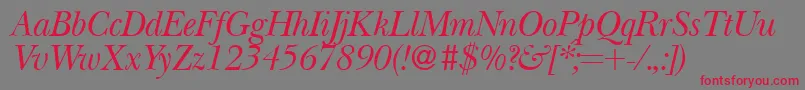 フォントBaskervillenovatwoRegularitalic – 赤い文字の灰色の背景