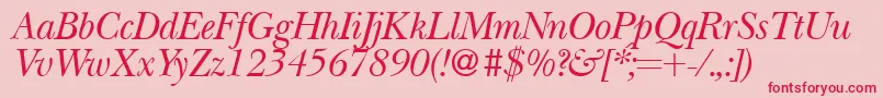 フォントBaskervillenovatwoRegularitalic – ピンクの背景に赤い文字