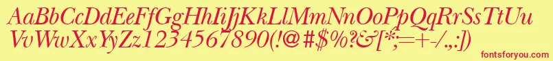 BaskervillenovatwoRegularitalic Font – Red Fonts on Yellow Background