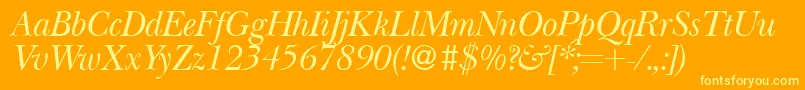 フォントBaskervillenovatwoRegularitalic – オレンジの背景に黄色の文字