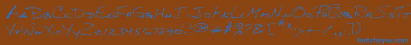 Lehn156 Font – Blue Fonts on Brown Background
