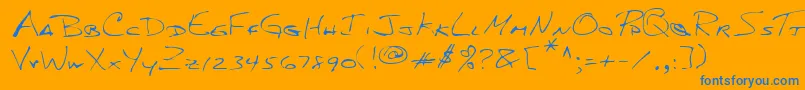 Lehn156 Font – Blue Fonts on Orange Background