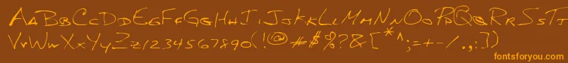 Lehn156 Font – Orange Fonts on Brown Background