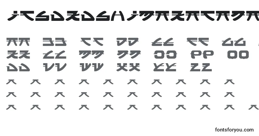 A fonte ItsukushimaKatana – alfabeto, números, caracteres especiais