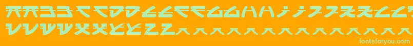 ItsukushimaKatana-Schriftart – Grüne Schriften auf orangefarbenem Hintergrund