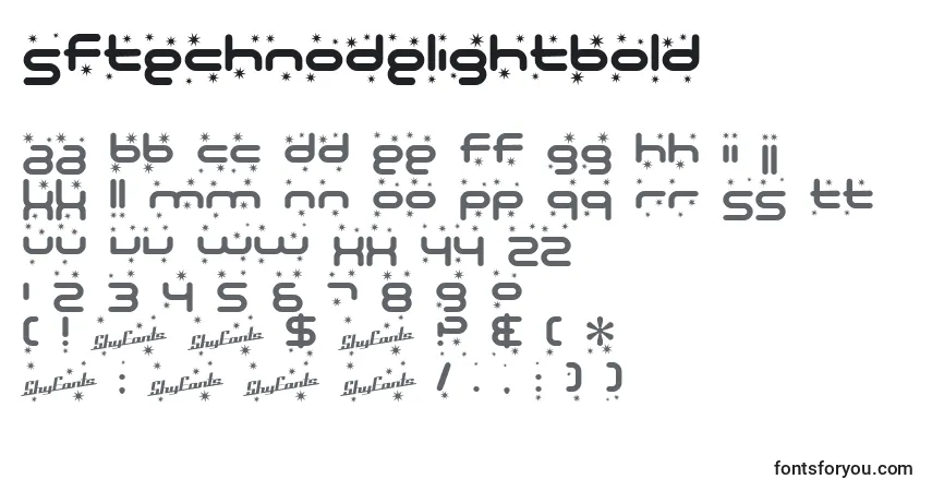 Шрифт SfTechnodelightBold – алфавит, цифры, специальные символы