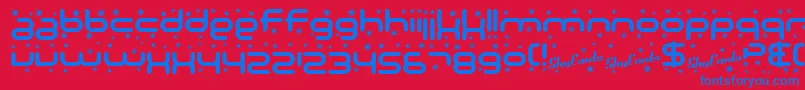 SfTechnodelightBold-Schriftart – Blaue Schriften auf rotem Hintergrund
