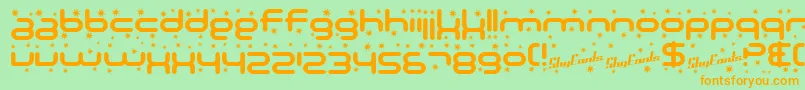 SfTechnodelightBold Font – Orange Fonts on Green Background