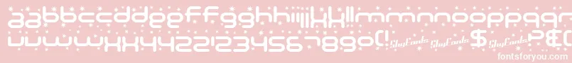 SfTechnodelightBold-Schriftart – Weiße Schriften auf rosa Hintergrund