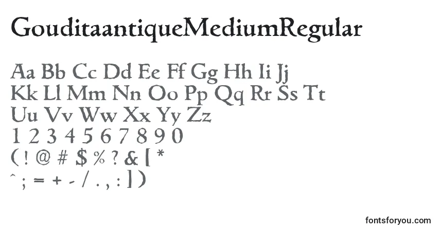 Czcionka GouditaantiqueMediumRegular – alfabet, cyfry, specjalne znaki