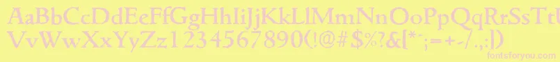 GouditaantiqueMediumRegular-fontti – vaaleanpunaiset fontit keltaisella taustalla