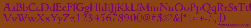 GouditaantiqueMediumRegular-Schriftart – Violette Schriften auf braunem Hintergrund
