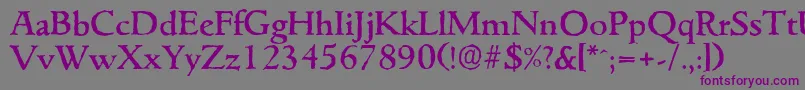 フォントGouditaantiqueMediumRegular – 紫色のフォント、灰色の背景
