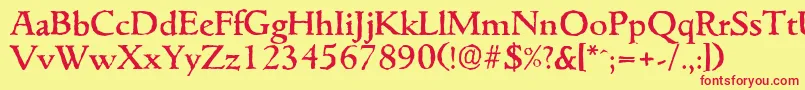 GouditaantiqueMediumRegular Font – Red Fonts on Yellow Background