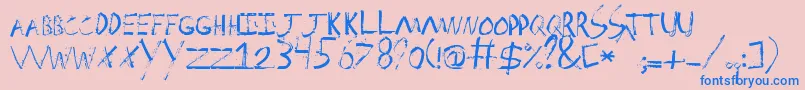 Spackler-Schriftart – Blaue Schriften auf rosa Hintergrund