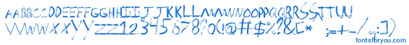 Spackler-Schriftart – Blaue Schriften auf weißem Hintergrund