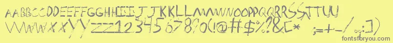 Spackler-fontti – harmaat kirjasimet keltaisella taustalla