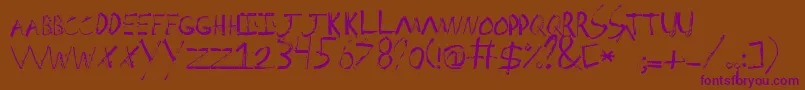 Spackler-Schriftart – Violette Schriften auf braunem Hintergrund